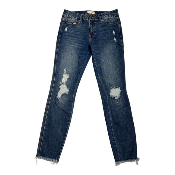 Harper Heritage Women's Jeans Size 27 Blue Mid Rise Skinny Distressed Raw Hem - Picture 1 of 6